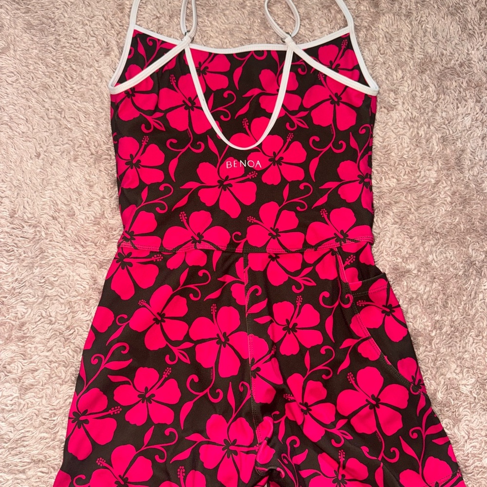 Floral woman’s Benoa Romper - Pink and green - Picture 4 of 5